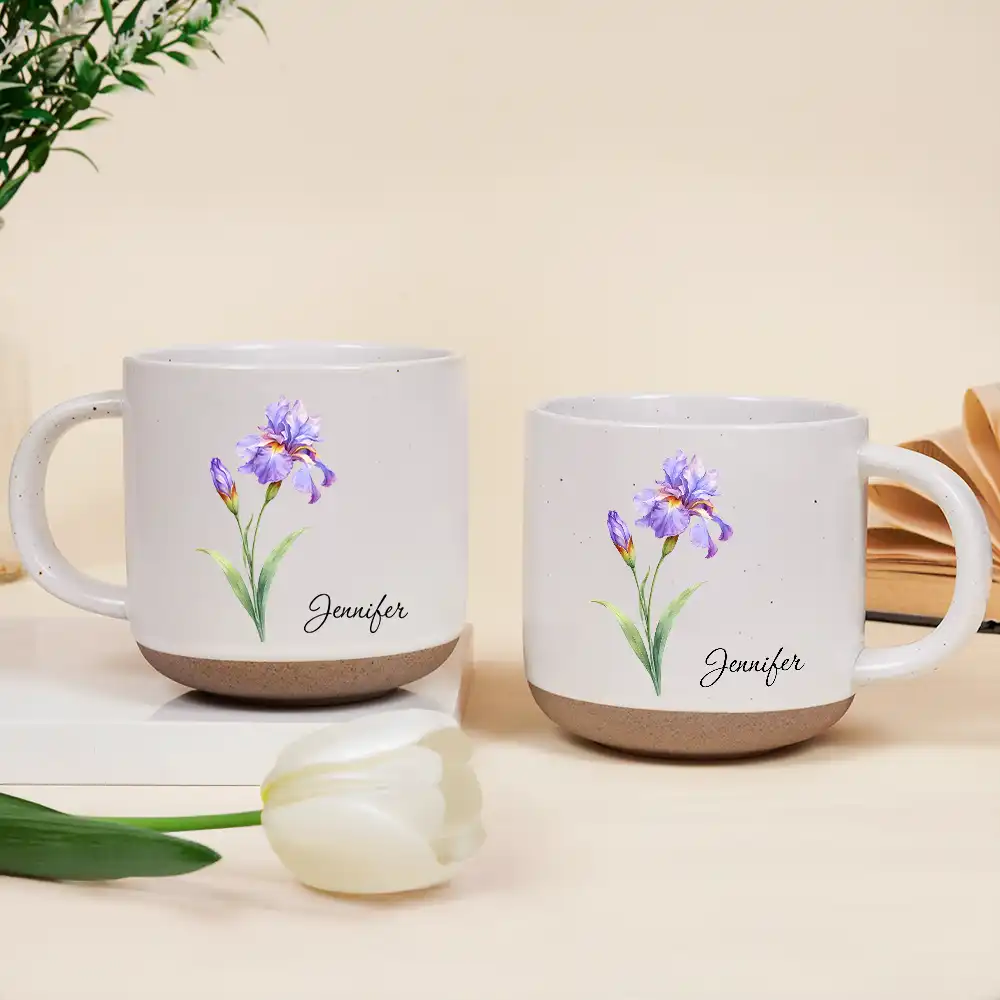 Christmas,Gift For Women,Gift For Yourself,Gifts For Her,Happy,Top Market,Vector - Gift For Her, Besties, Colleagues - Personalized Birth Month Flower Pottery Mug