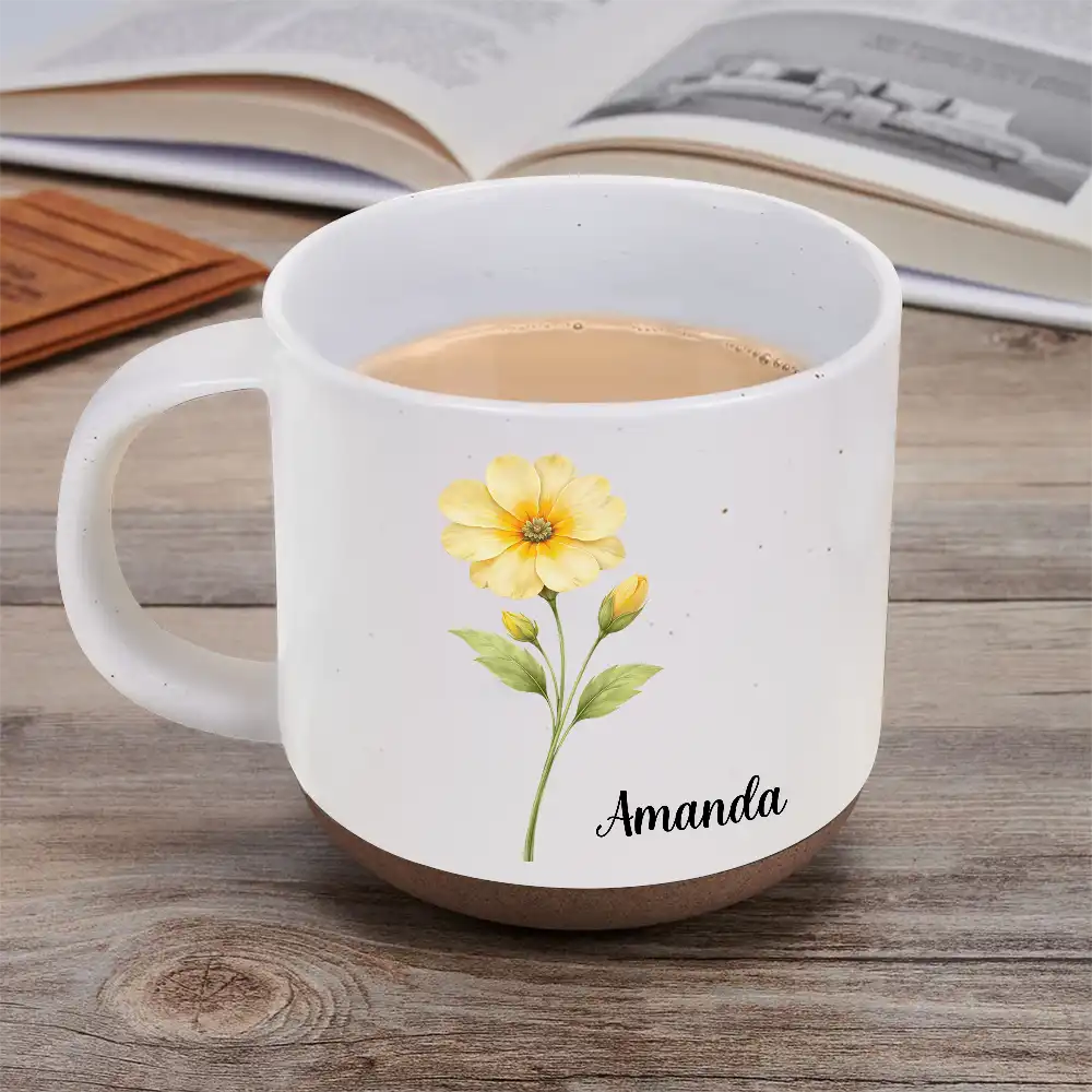 Christmas,Gift For Women,Gift For Yourself,Gifts For Her,Happy,Top Market,Vector - Gift For Her, Besties, Colleagues - Personalized Birth Month Flower Pottery Mug