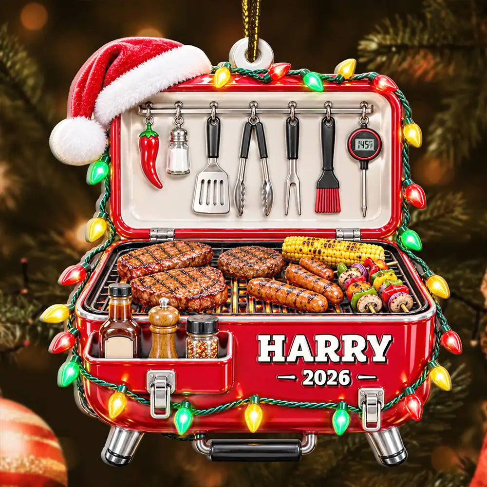 Christmas Gift For Grilling Husband - Personalized BBQ Smoker Embossed Ornament