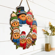 Christmas,Family,Grandparents,Happy,Icon - Christmas Decor For Grandparents - Personalized Gingerbread Wreath Wood Sign