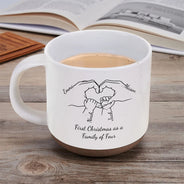 Adorable,Christmas,First Christmas,Gift For Mother,Gifts For Her,Icon,New Baby,New Mom - Christmas Gift For New Parents - Personalized Holding Hands Line Pottery Mug