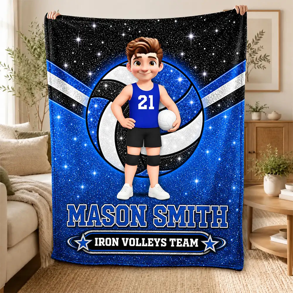 Christmas,Happy,Top Market,Vector,Volleyball - Christmas Gift For Son, Grandson, Daughter, Granddaughter - Personalized Volleyball Fleece Blanket, Sherpa Blanket