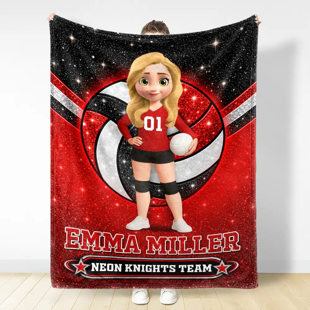 Christmas,Happy,Top Market,Vector,Volleyball - Christmas Gift For Son, Grandson, Daughter, Granddaughter - Personalized Volleyball Fleece Blanket, Sherpa Blanket