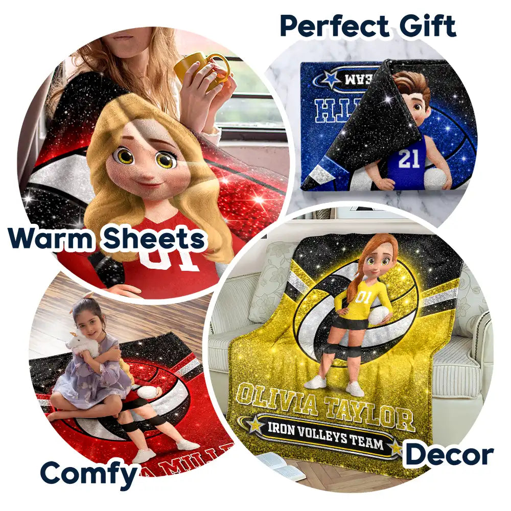 Christmas,Happy,Top Market,Vector,Volleyball - Christmas Gift For Son, Grandson, Daughter, Granddaughter - Personalized Volleyball Fleece Blanket, Sherpa Blanket