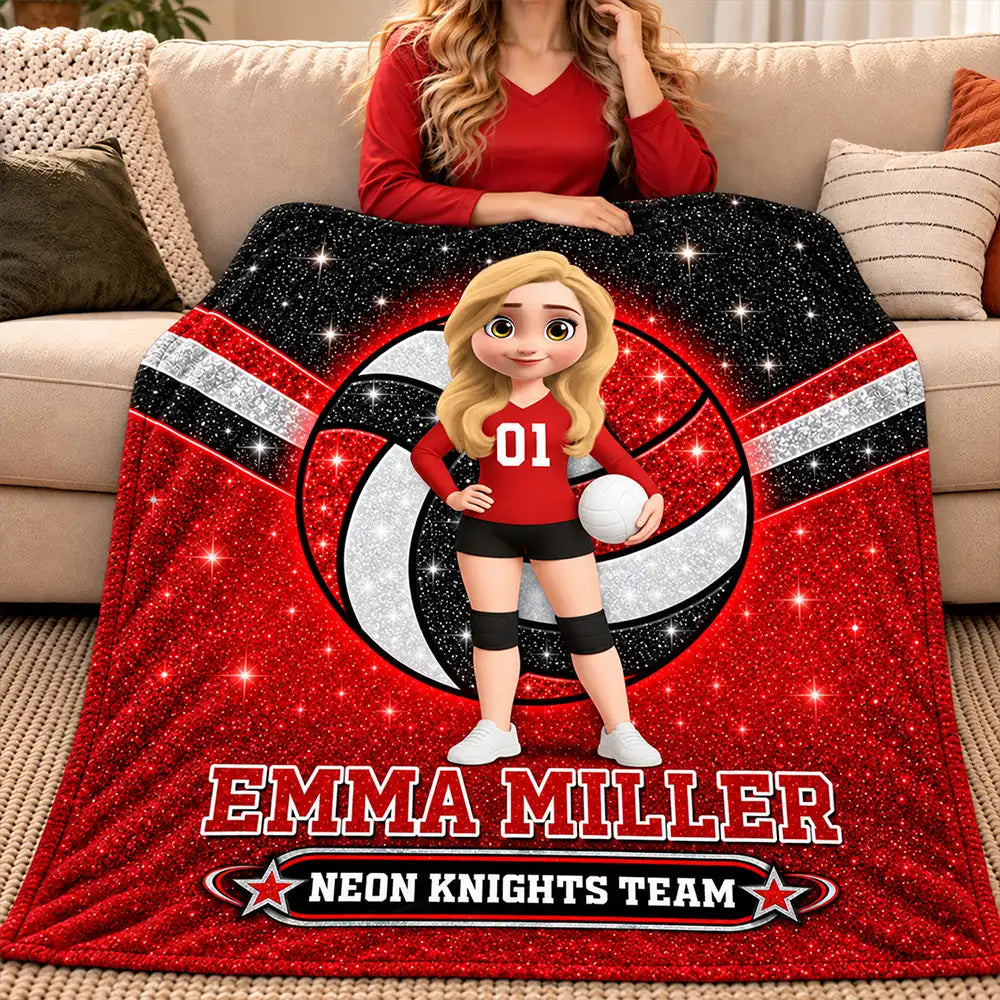 Christmas,Happy,Top Market,Vector,Volleyball - Christmas Gift For Son, Grandson, Daughter, Granddaughter - Personalized Volleyball Fleece Blanket, Sherpa Blanket