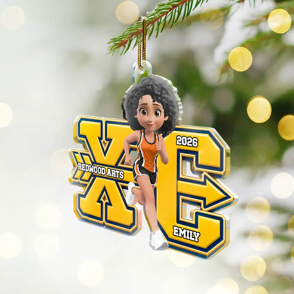Christmas,Happy,Top Market,Vector - Christmas Keepsake Gift For Runner Grandkids - Personalized Cross Country Acrylic Ornament