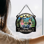 Old Couples,Gift For Husband,Gift For Wife,Gift For Boyfriend,Gift For Girlfriend,Love - 3D Effect Couple Annoying Each Other - Personalized Window Hanging Suncatcher Ornament