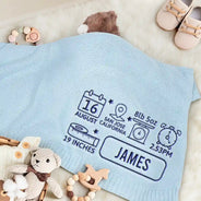 New baby,New Dad,New Mom,Happy - Newborn Baby First Year New Parents - Personalized Embroidered Knitted Baby Blanket