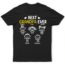 Gift For Grandpa,Gift For Grandparents,Gift For Father,Happy - Best Dad Grandpa Ever Kid Stick Figures - Personalized T Shirt