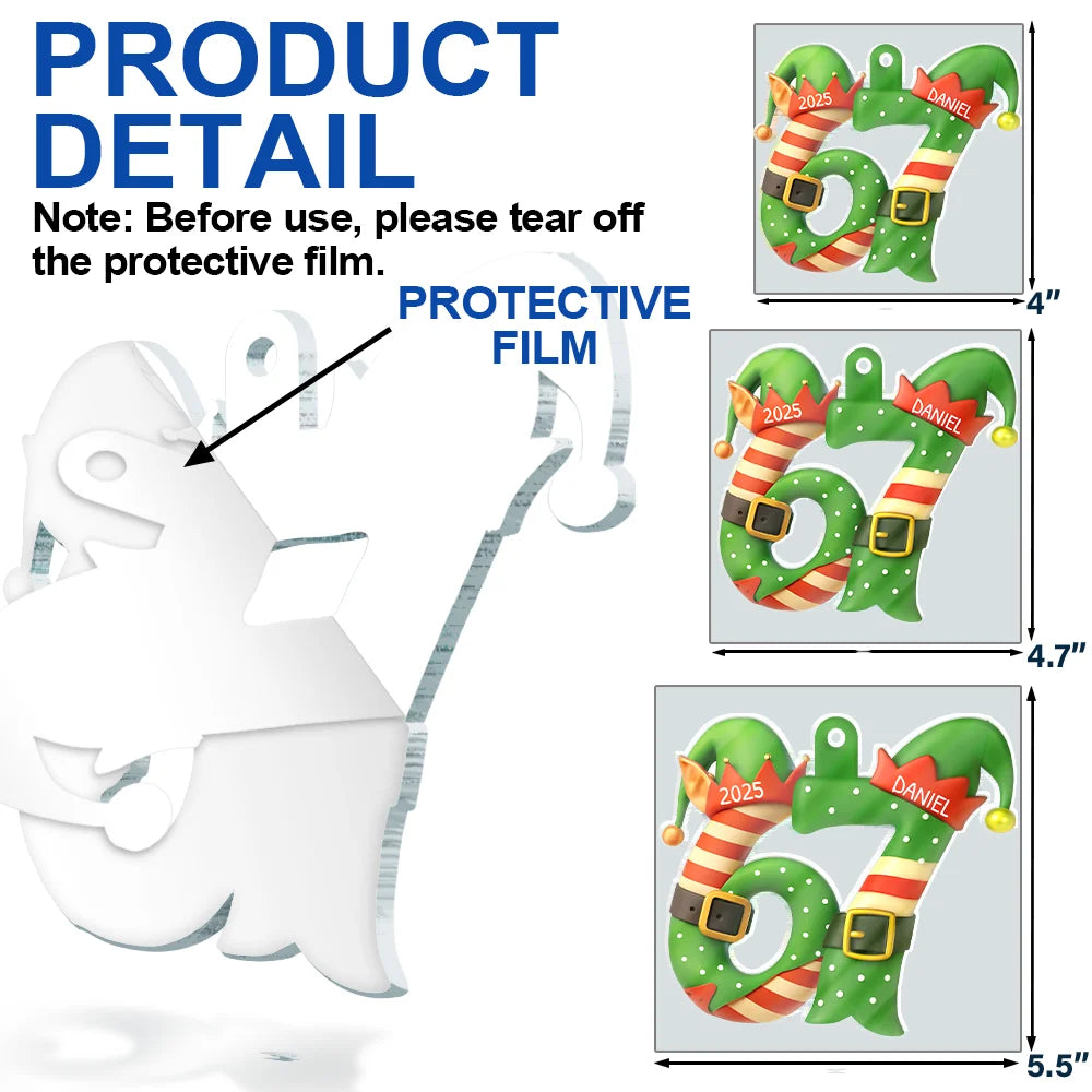 Gift For Kids,Gift For Grandkids,Funny,Christmas,Top Market - Six Seven Funny Slang Christmas Decoration - Personalized Custom Shaped Acrylic Ornament