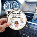 Stick Figure,Gift For Father,Gift For Grandpa,Gift For Mother,Gift For Grandma,Happy - Drive Safe Daddy Colorful Stick Figures - Personalized Custom Shaped Car Visor Clip