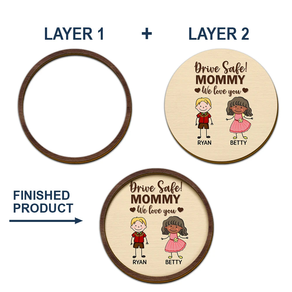 Stick Figure,Gift For Father,Gift For Grandpa,Gift For Mother,Gift For Grandma,Happy - Drive Safe Daddy Colorful Stick Figures - Personalized Custom Shaped Car Visor Clip