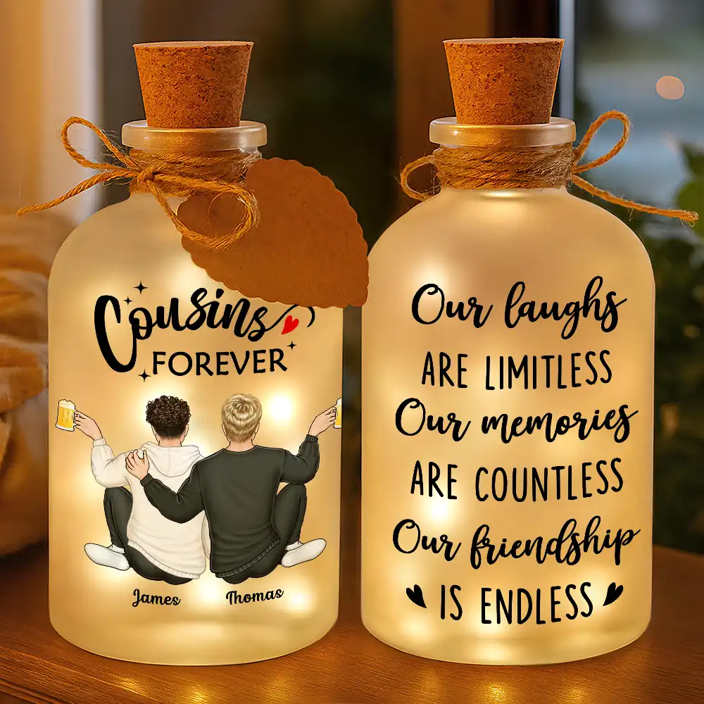 Gift For Bestie,Gift For Sisters,Gift For Brothers,Happy - Our Memories Are Countless Our Friendship Is Endless - Personalized Short Bottle Light