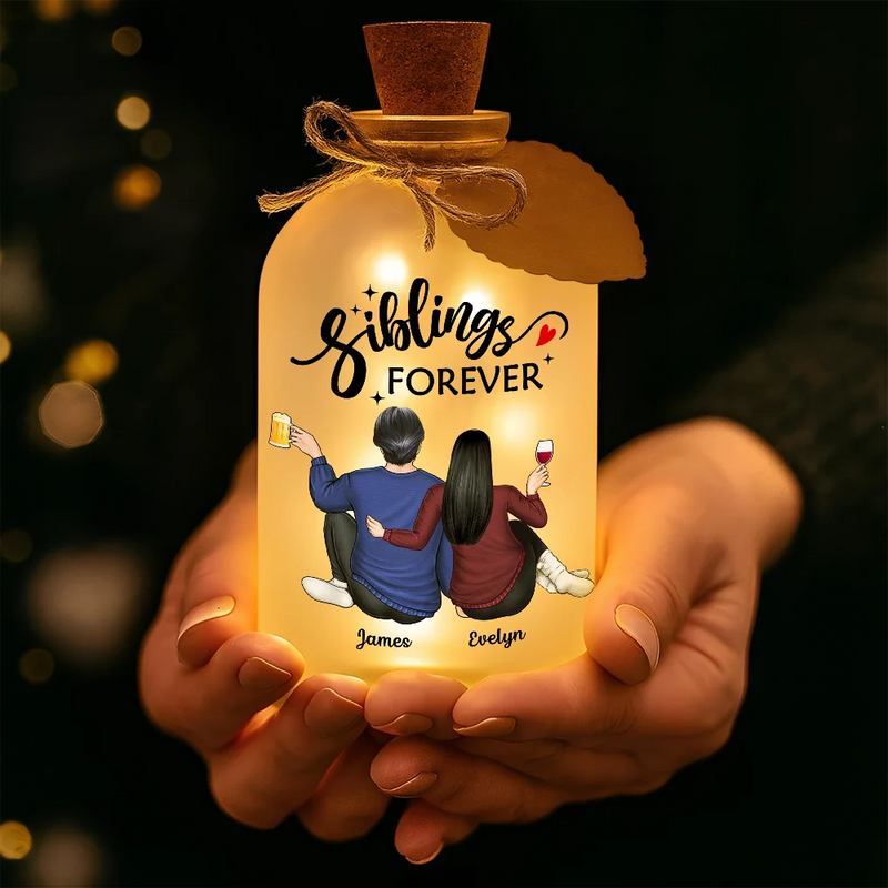 Gift For Bestie,Gift For Sisters,Gift For Brothers,Happy - Our Memories Are Countless Our Friendship Is Endless - Personalized Short Bottle Light
