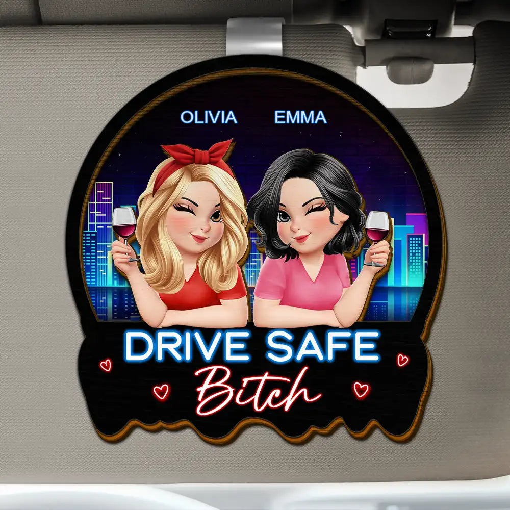 3D Effect Turban Besties Drive Safe I Love You - Personalized Custom Shaped Car Visor Clip