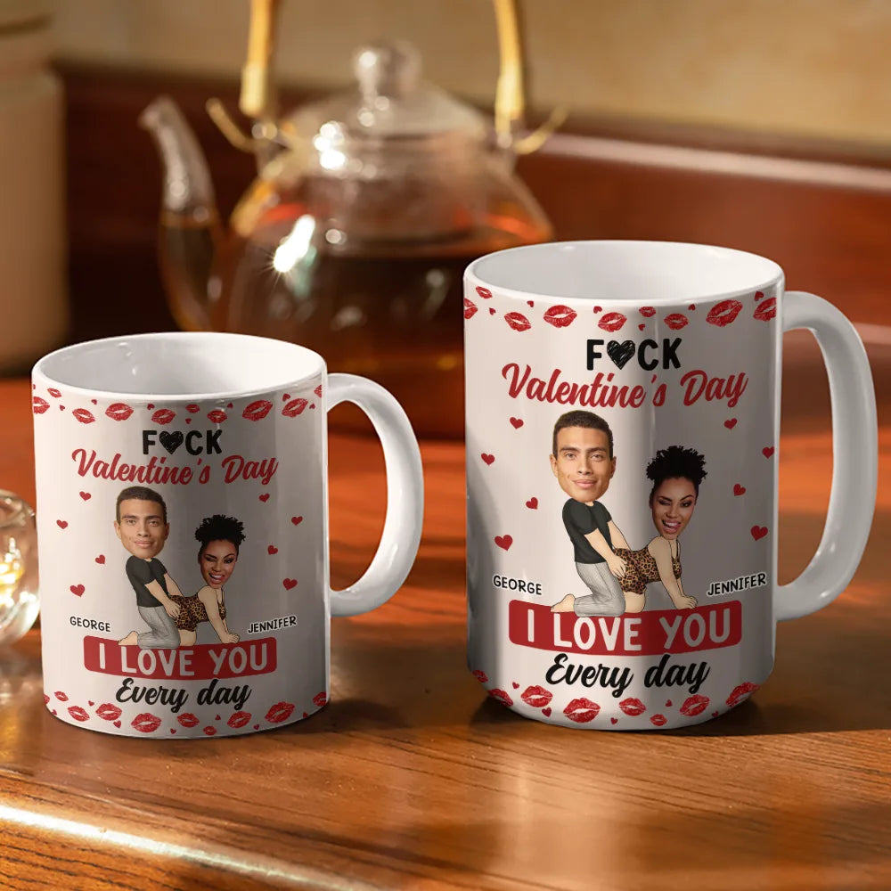 Gift For Couples,Old Couples,Gift For Husband,Gift For Wife,Gift For Boyfriend,Gift For Girlfriend,Love,Custom Photo - Custom Photo Couple I Love You Every Day - Personalized White Edge-to-Edge Mug