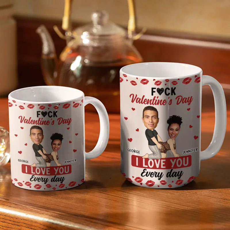 Gift For Couples,Old Couples,Gift For Husband,Gift For Wife,Gift For Boyfriend,Gift For Girlfriend,Love,Custom Photo - Custom Photo Couple I Love You Every Day - Personalized White Edge-to-Edge Mug