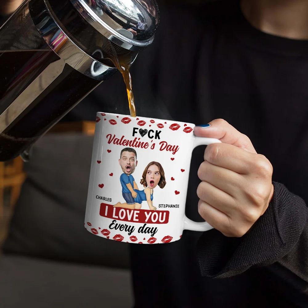 Gift For Couples,Old Couples,Gift For Husband,Gift For Wife,Gift For Boyfriend,Gift For Girlfriend,Love,Custom Photo - Custom Photo Couple I Love You Every Day - Personalized White Edge-to-Edge Mug