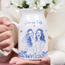 Gift For Mother,Gift For Grandma,Family,Dog Lovers,Dog Mom,Cat Lovers,Cat Mom,Pet Lovers,Pet Mom,Gift For Bestie,Happy - Custom Photo Pencil Sketch Art Loving Couple Family Pet - Personalized Ceramic Flower Vase