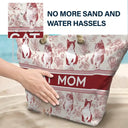 Beach,Pet Lovers,Pet Mom,Happy - Custom Photo Pencil Sketch Art Dog Mom Pet Mom Toile Pattern - Personalized Beach Bag