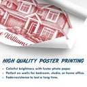 Family,Happy,Custom Photo - Custom Photo Pencil Sketch House Sketch Where Love Never Ends - Personalized Poster