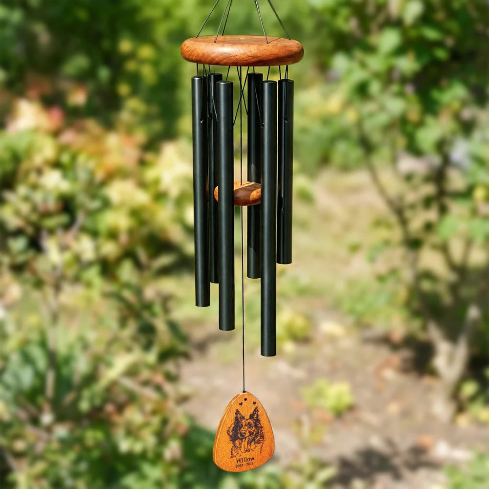 Pet Lovers,Pet Mom,Dog Lovers,Dog Mom,Dog Dad,Pet Dad,Cat Lovers,Cat Mom,Cat Dad,Memorial,Sad - Custom Photo Pencil Sketch I Love You Forever Until We Meet Again - Personalized Wind Chime