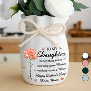Gift For Daughter,Mom - Daughters (Adult),Grandma - Grandkids,Love,Icon - Flower Crystal Effect Watching You Be A Mom - Personalized Ribbon Tie Flower Vase
