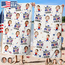 Custom Photo Stars & Stripes Best Dad Mom Grandpa Grandma Ever - Personalized Beach Towel