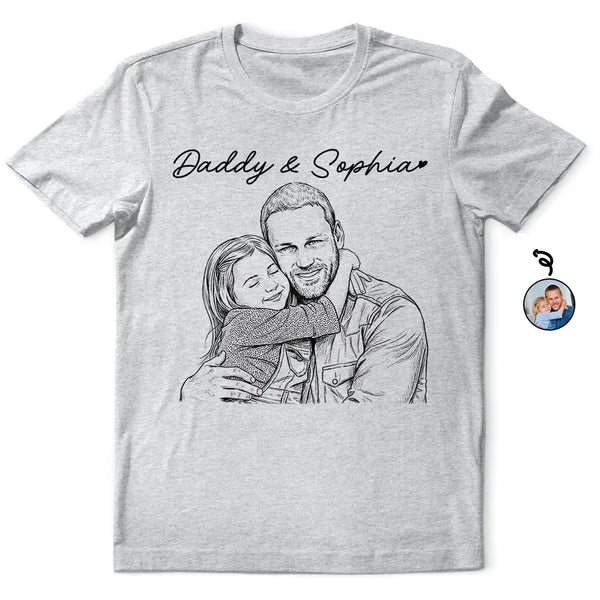 Gift For Father,New Dad,Gift For Grandpa,Top Market,Non-Eng,Photo - Pencil Sketch,Adorable - Custom Photo Pencil Sketch Best Dad Grandpa Ever Portrait - Personalized T Shirt
