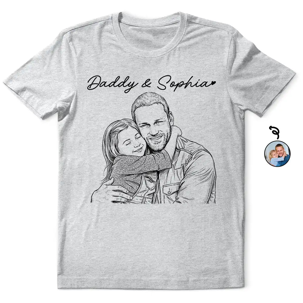 Custom Photo Pencil Sketch Best Dad Grandpa Ever Portrait - Personalized T Shirt