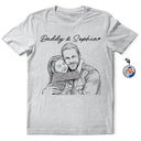Gift For Father,New Dad,Gift For Grandpa,Top Market,Non-Eng,Photo - Pencil Sketch,Adorable - Custom Photo Pencil Sketch Best Dad Grandpa Ever Portrait - Personalized T Shirt