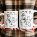 Gift For Grandpa,Gift For Father,Non-Eng,Photo - Pencil Sketch,Proud - Custom Photo Pencil Sketch We Love You Every Day - Personalized Mug