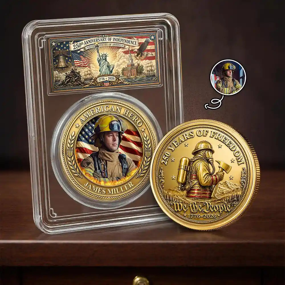 Custom Photo American Hero Firefighter Police Nurse EMT - Personalized Commemorative Keepsake Coin