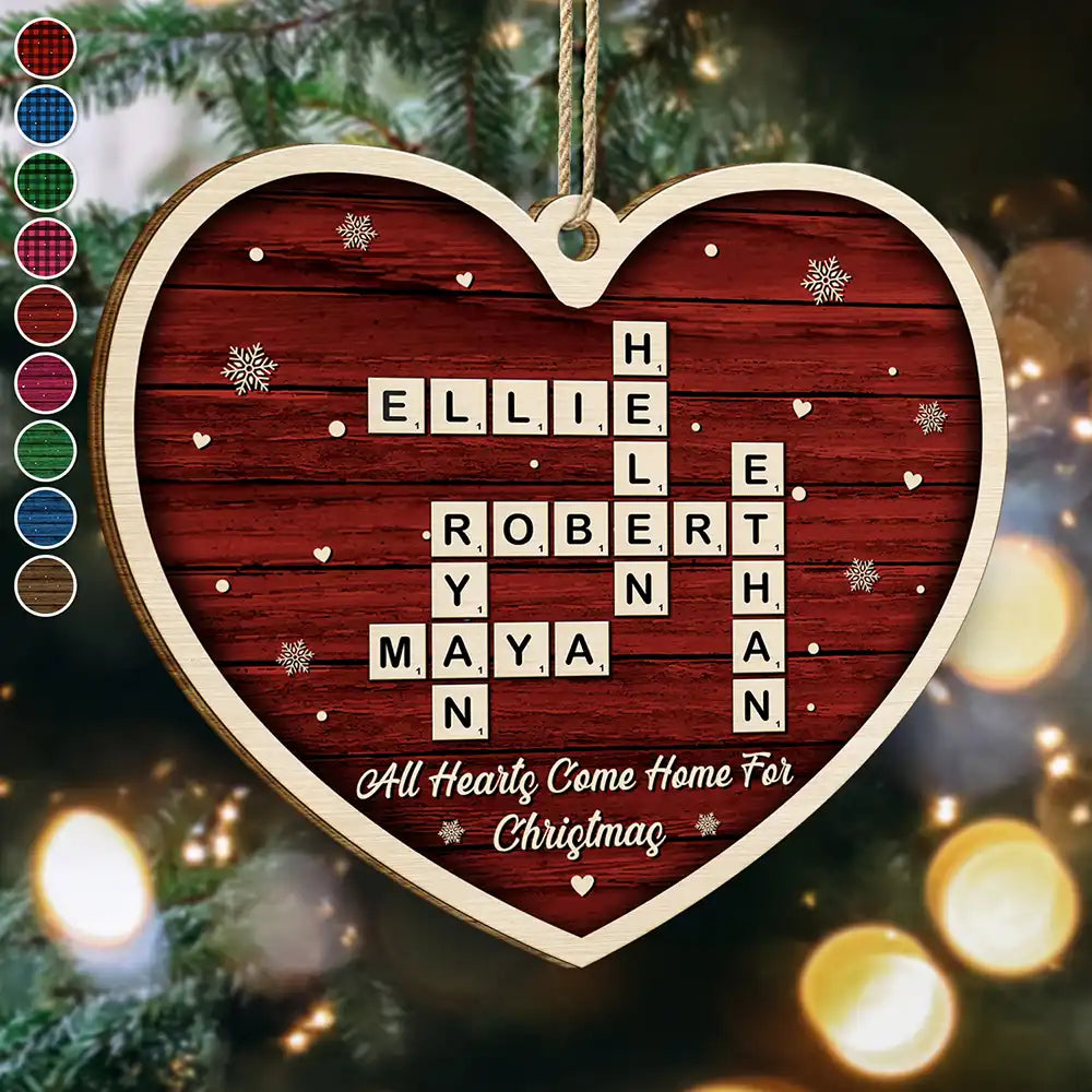 Crossword All Hearts Come Home For Christmas - Personalized Custom Shaped Wooden Ornament