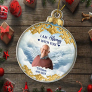 Christian,Christmas,Memorial,Family - Custom Photo God Holds You in His Arms Memorial Keepsake - Personalized Custom Shaped Acrylic Ornament