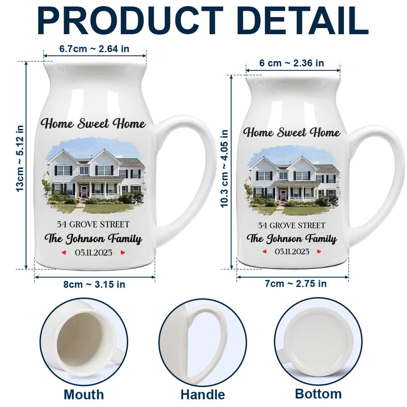 Gift For Couples,Family,Gift For Bestie - Custom Photo Our First Home Housewarming Gifts For Couple Family - Personalized Ceramic Flower Vase