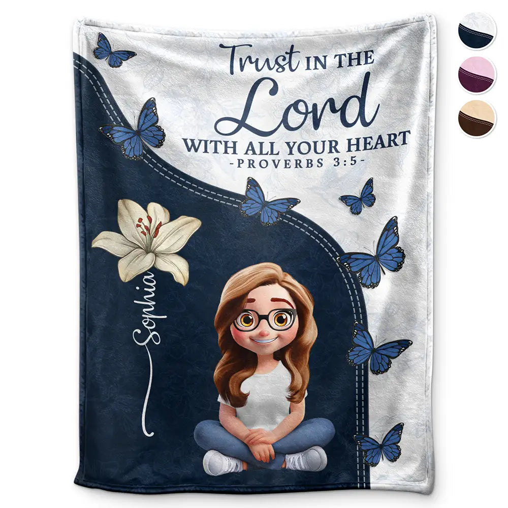 Trust In The Lord With Birth Month Flower - Personalized Fleece Blanket, Sherpa Blanket