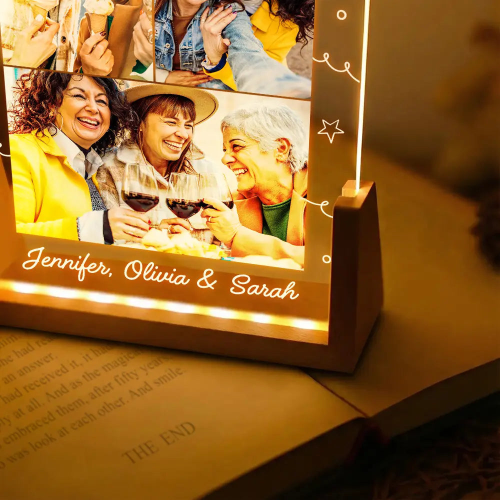 Old Best friends,Gift For Bestie - Custom Photo A True Friendship Is A Journey Without An End - Personalized Night Light