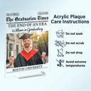 Graduation,Gift For Yourself,Gift For Women,Gift For Men - Custom Photo Graduation Newspapers - Personalized Vertical Rectangle Acrylic Plaque