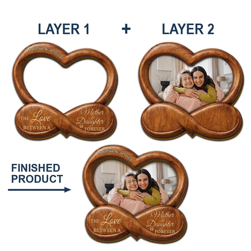 Mom,Daughters,Sad,Memorial - Custom Photo Mother & Daughter Heartfinity - Personalized Custom Shaped Car Visor Clip