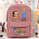 Back To School,Gift For Kids,Adorable,Monogram - Monogram Back To School Kids Kind Capable Affirmations - Personalized Corduroy Backpack