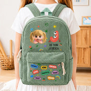 Back To School,Gift For Kids,Adorable,Monogram - Monogram Back To School Kids Kind Capable Affirmations - Personalized Corduroy Backpack