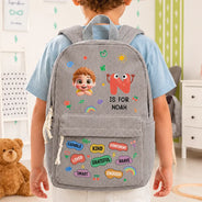 Back To School,Gift For Kids,Adorable,Monogram - Monogram Back To School Kids Kind Capable Affirmations - Personalized Corduroy Backpack