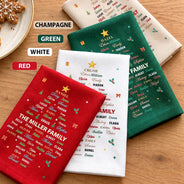 Christmas, Family, Custom Text, Happy - Family Member Name Tree Bell Star Shape Christmas Table Decor - Personalized Reusable Napkin
