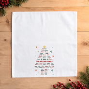 Christmas, Family, Custom Text, Happy - Family Member Name Tree Bell Star Shape Christmas Table Decor - Personalized Reusable Napkin