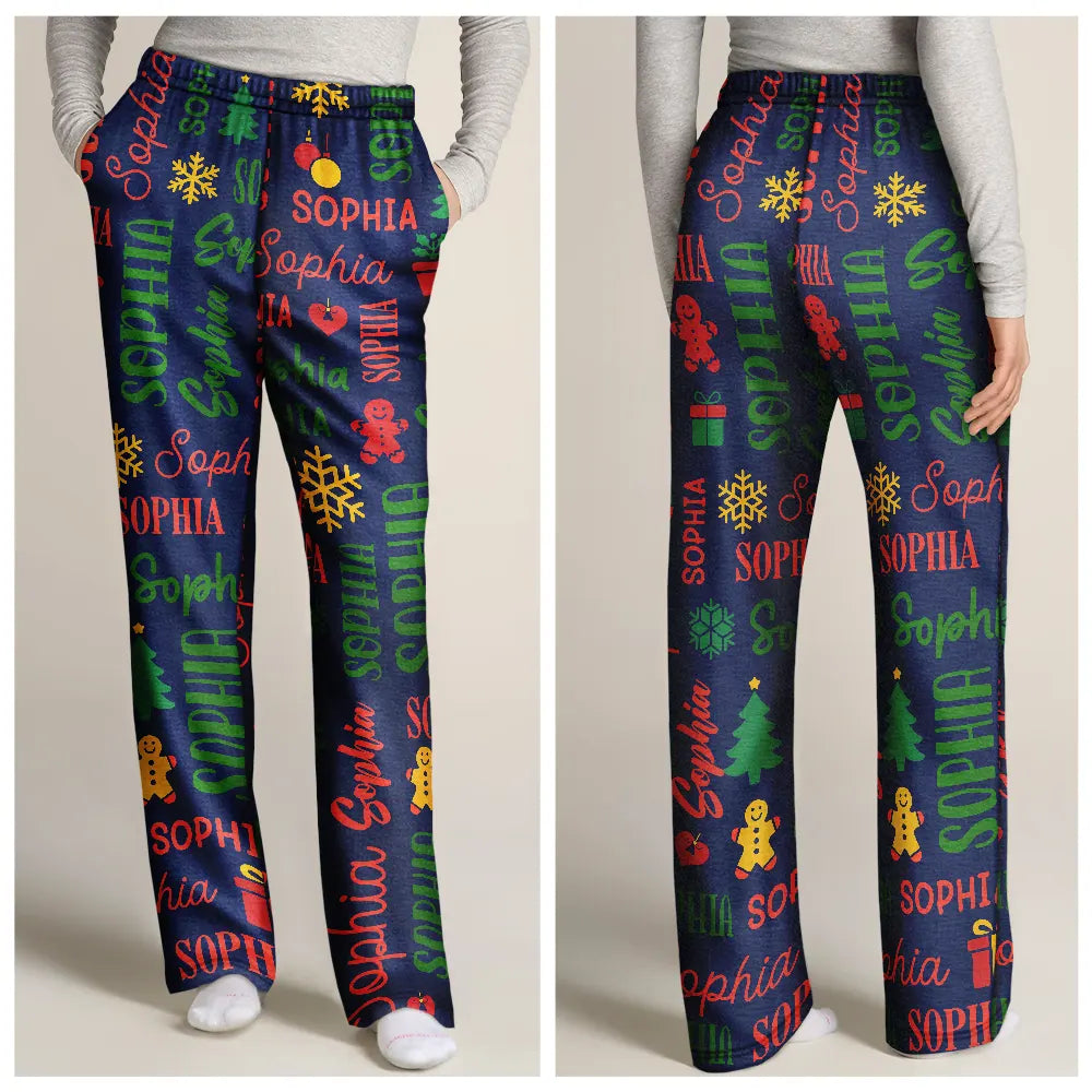 Christmas,Custom Text,Family,Happy,Top Market - Matching Christmas Gift For Family - Personalized Member Names Pajama Pants