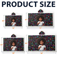 Art Design,Custom Photo,Gift For Kids,Happy,Photo - Cartoon Portrait - Christmas Gift For Kids - Personalized Custom Photo Name Cute Pattern Wearable Hooded Blanket