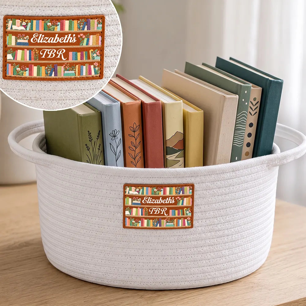 Gifts For Book Lovers - Personalized Books To Be Read TBR Woven Rope Basket