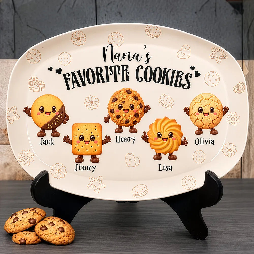 Baking, Gift For Grandma, Gifts For Her, Icon, Sentimental - Gift For Grandma - Personalized Grandkids Names Cookies Plate