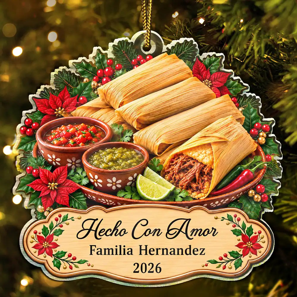 Regalo De Navidad Para Familia Latina - Personalized Tamales Comida Navideña Adorno Acrílico Acrylic Ornament